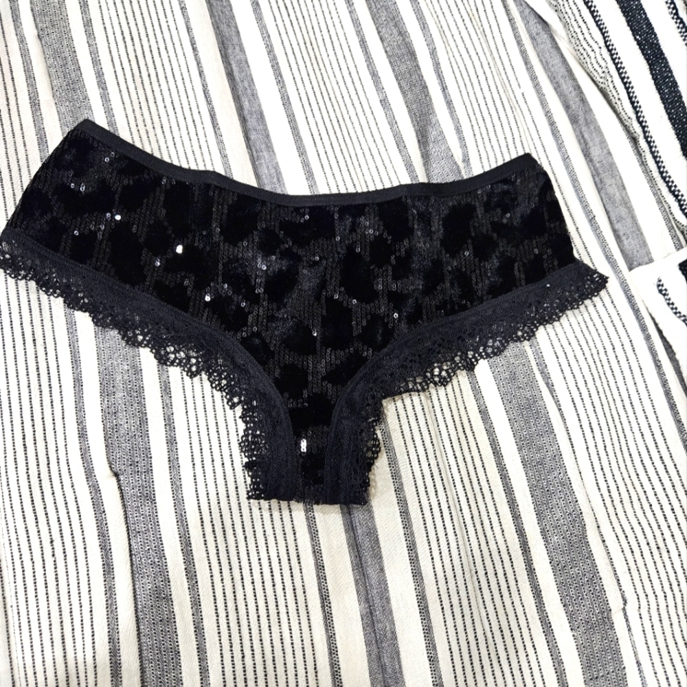 Victoria's Secret Black Sequin Very Sexy  Panties. NWOT